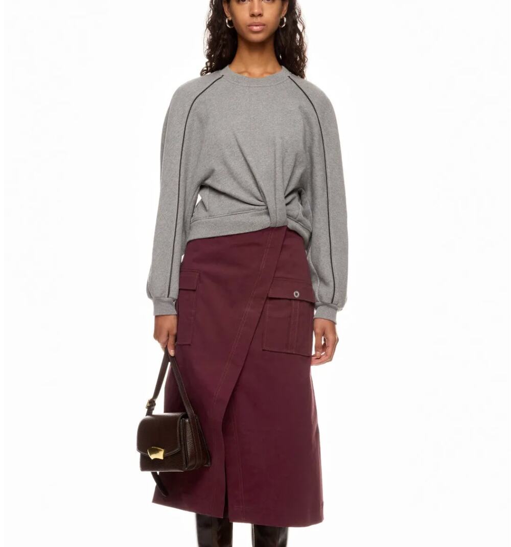 3.1 Phillip Lim Burgundy Gray Sweatshirt Midi Dress SMALL Oversize Designer $600